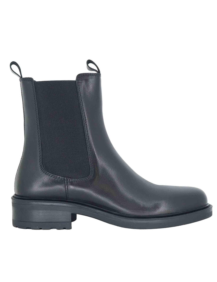 Stivaletti donna in pelle nera con elastici laterali e tacco basso SP56209 001 Spatarella 