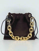 BON BON VELVET Women's Brown Velvet Mini Bag with Gold Chain