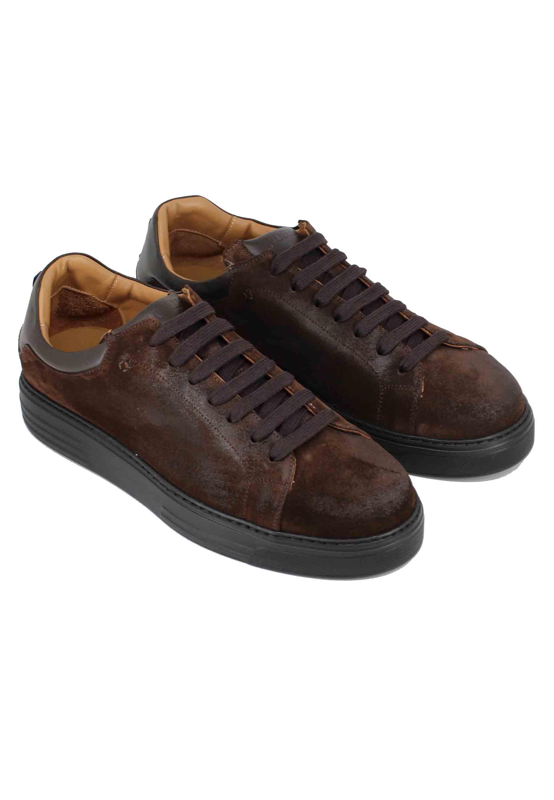 Sneakers uomo in pelle e camoscio testa di moro SON 400 013 Rogal's 