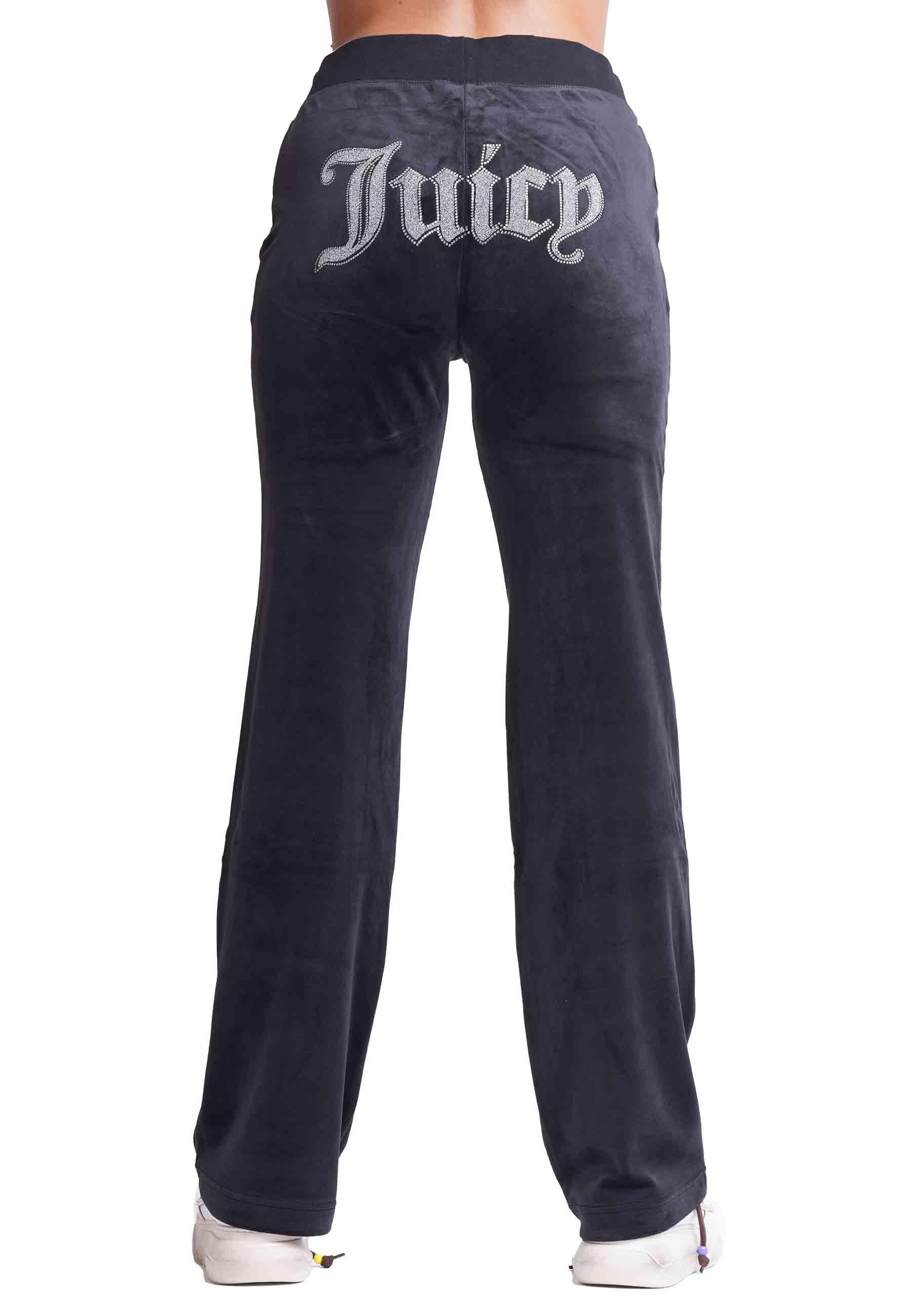 Pantaloni donna Diamond in velluto nero con strass VIJB70171WPF J00 Juicy Couture 