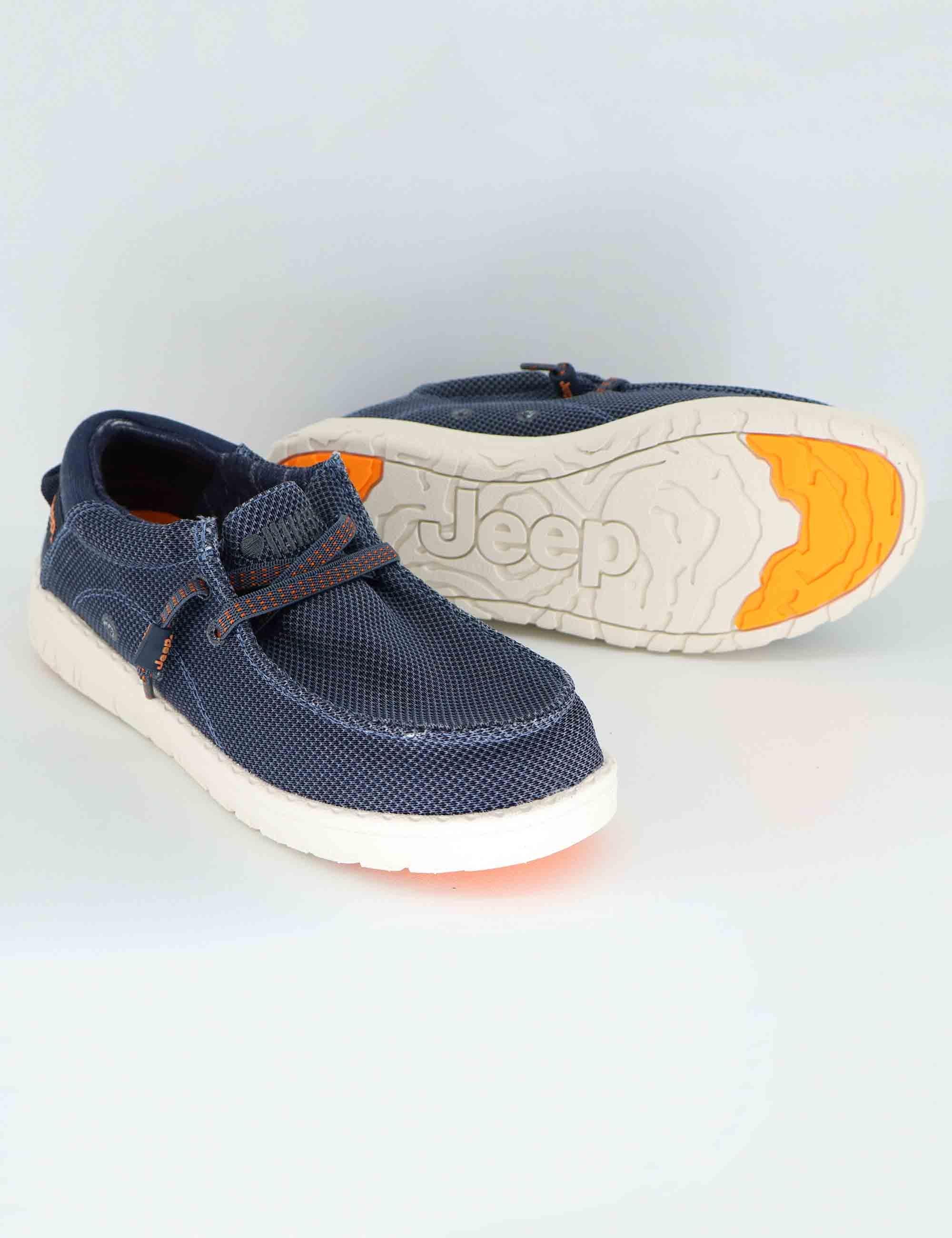 Stringate uomo in tessuto blu con suola in gomma JM51030A 100 Jeep 