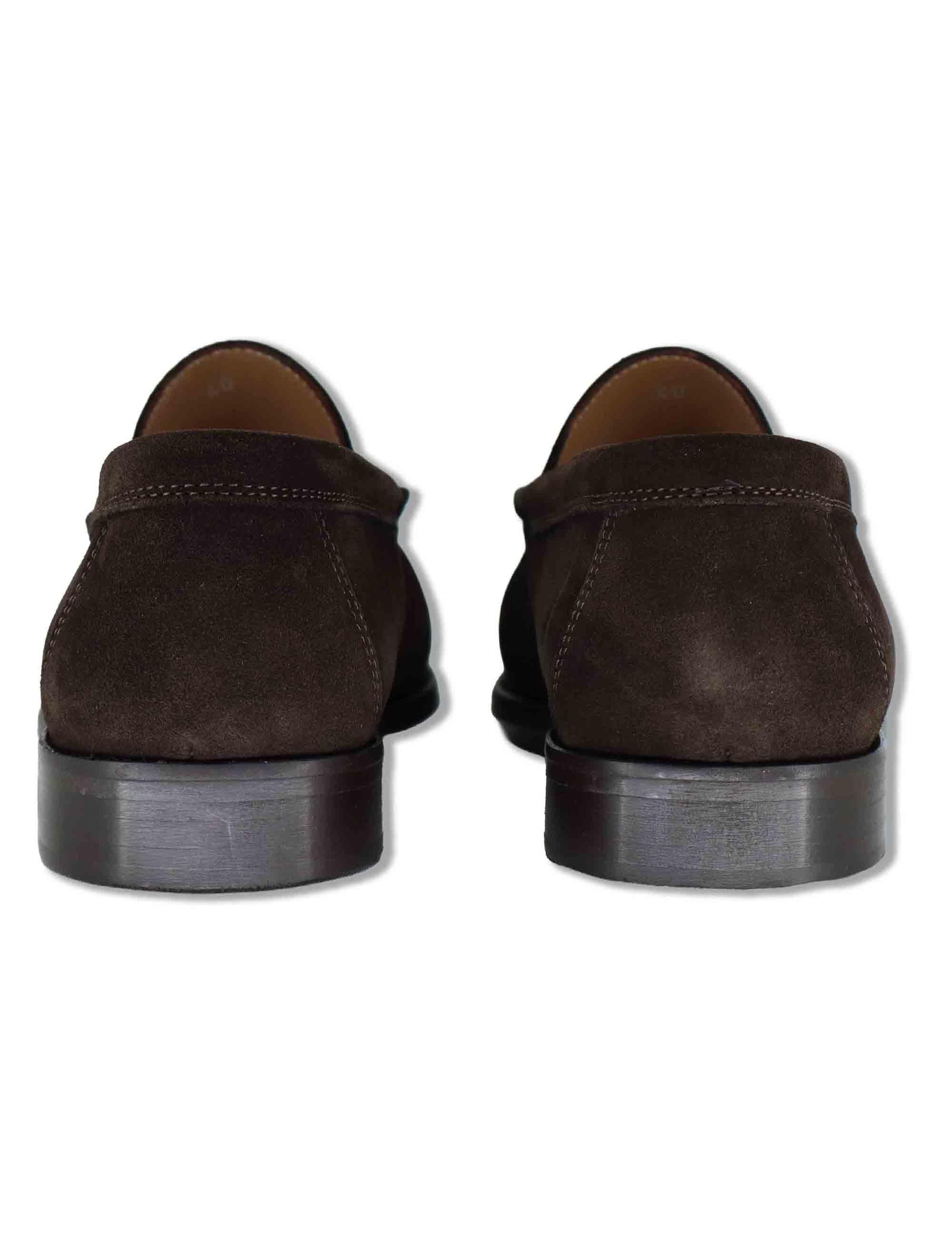 Mocassini uomo in camoscio marrone con nappine e suola in cuoio cucita SPSBG1020 014 Spatarella 