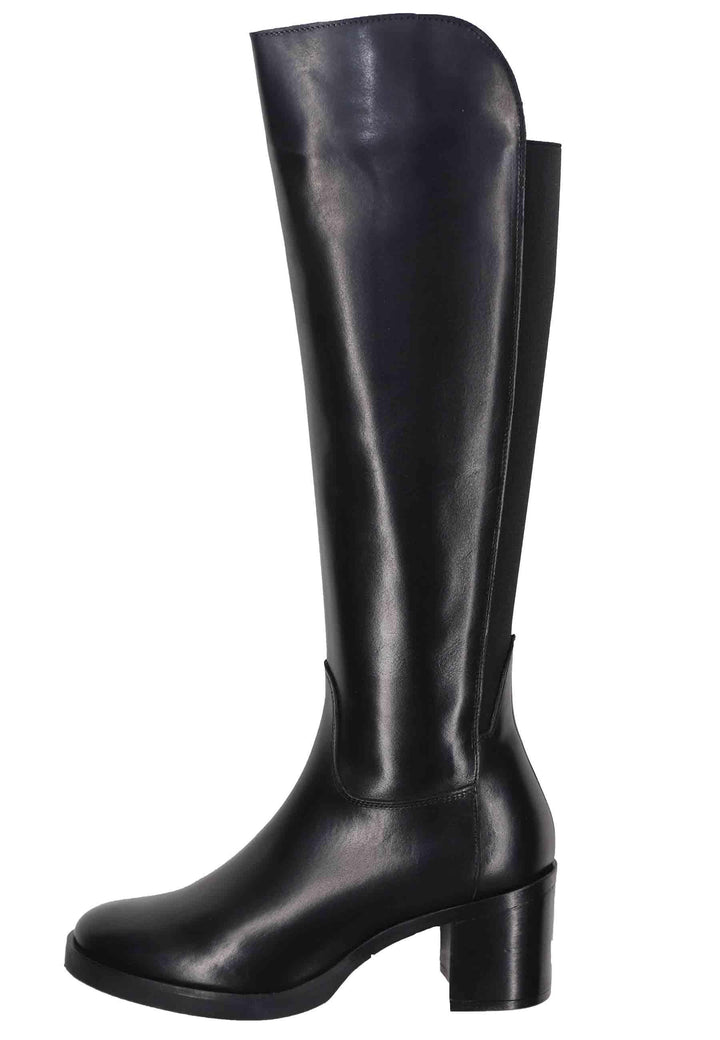 Stivali donna in pelle nera con ghetta al ginocchio e punta tonda SPST3001 001 Spatarella 