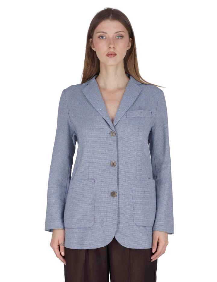 Giacche donna Casual Blazer in cotone celeste monopetto JABGA0001-F1494-1251 6005 Justmine 