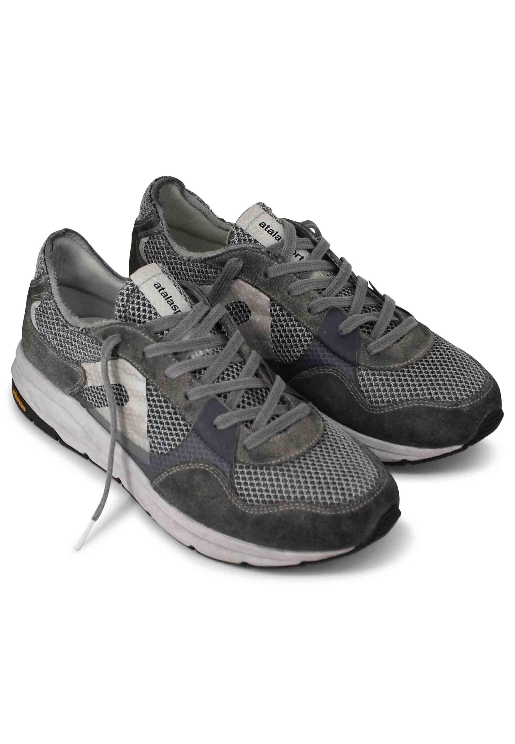 Sneakers uomo in tessuto tecnico grigio con camoscio in tinta e suola vibram 11011 315B Atala 