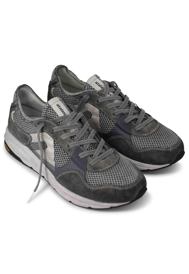 Sneakers uomo in tessuto tecnico grigio con camoscio in tinta e suola vibram 11011 315B Atala 