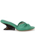 Sandales femme en cuir vert à plateforme basse Donna DS1649 005