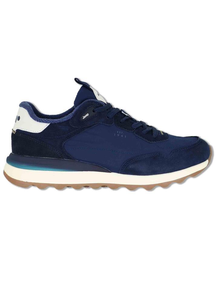Sneakers uomo Jara in pelle e nylon blu con suola leggera JM61020A 016 Jeep 