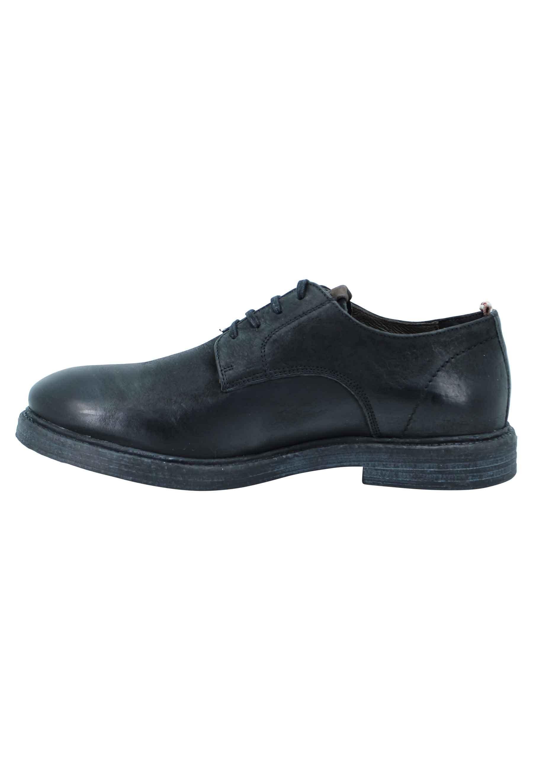 Stringata uomo in pelle nera suola in gomma e sottopiede memory foam 11071 001 Ambitious 