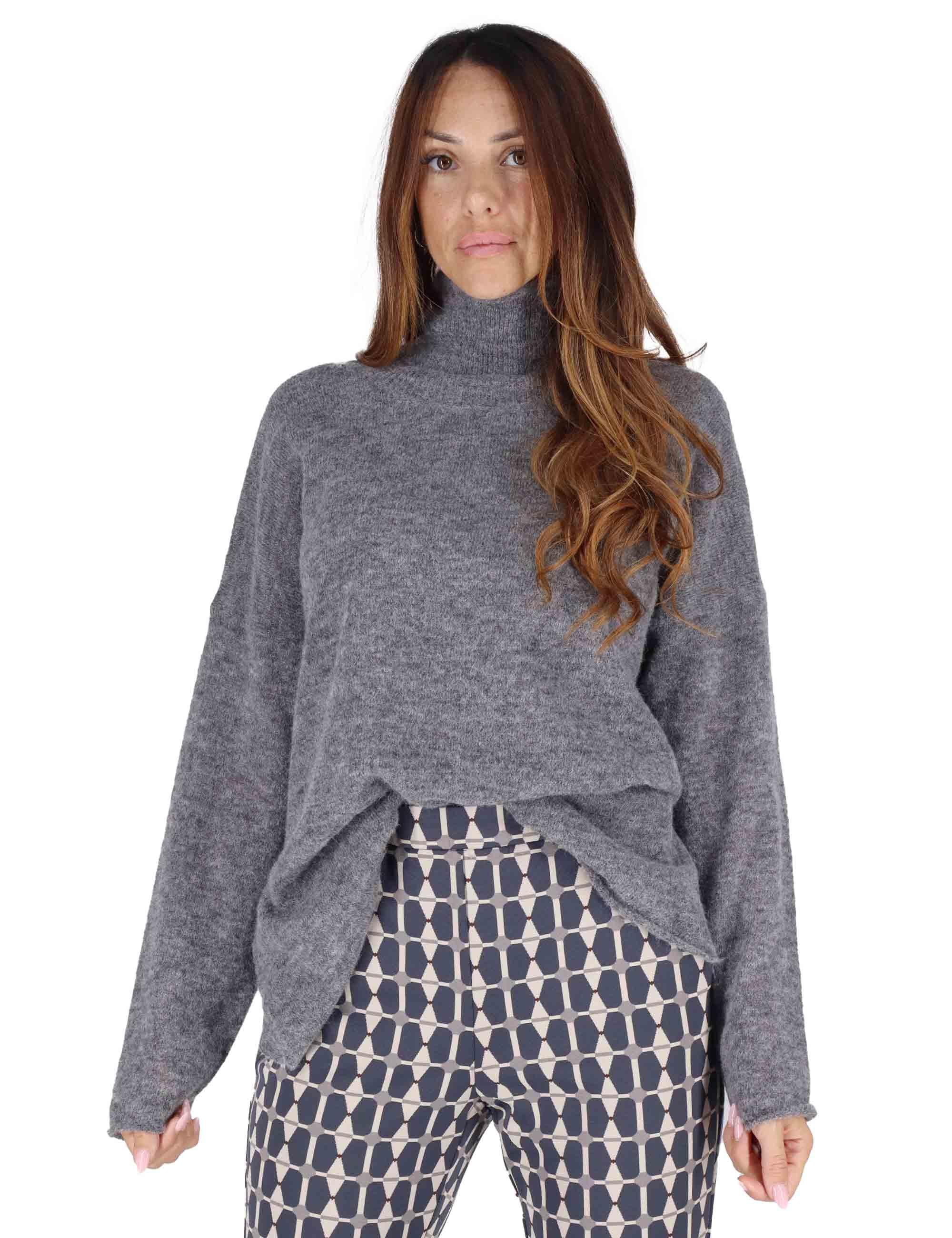 Maglioni in lana grigia con collo alto Donna 3W25-MELISSA SHAG GREY