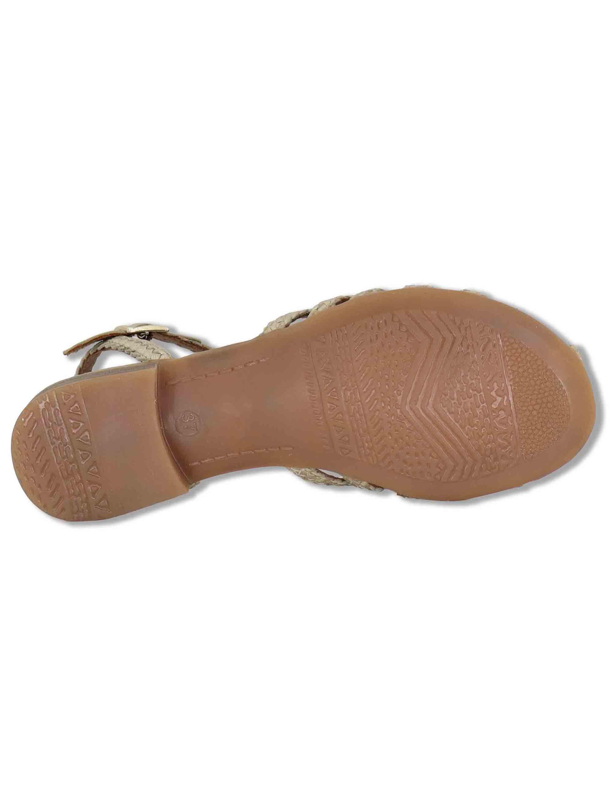 Sandali bassi donna in pelle intrecciata oro con cinturino alla caviglia WD314R63 500134 Vueva 
