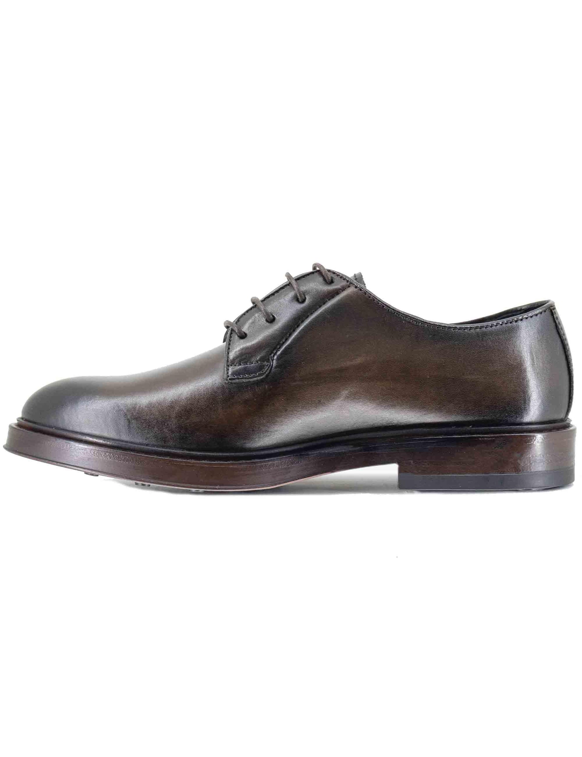 Stringate uomo in pelle marrone con suola in gomma cucita SP1145 014 Spatarella 