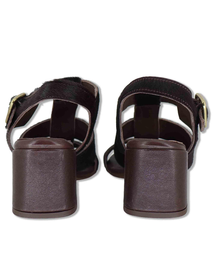 Sandali donna in pelle testa di moro con fasce e cinturino alla caviglia SP8212 014 Spatarella 