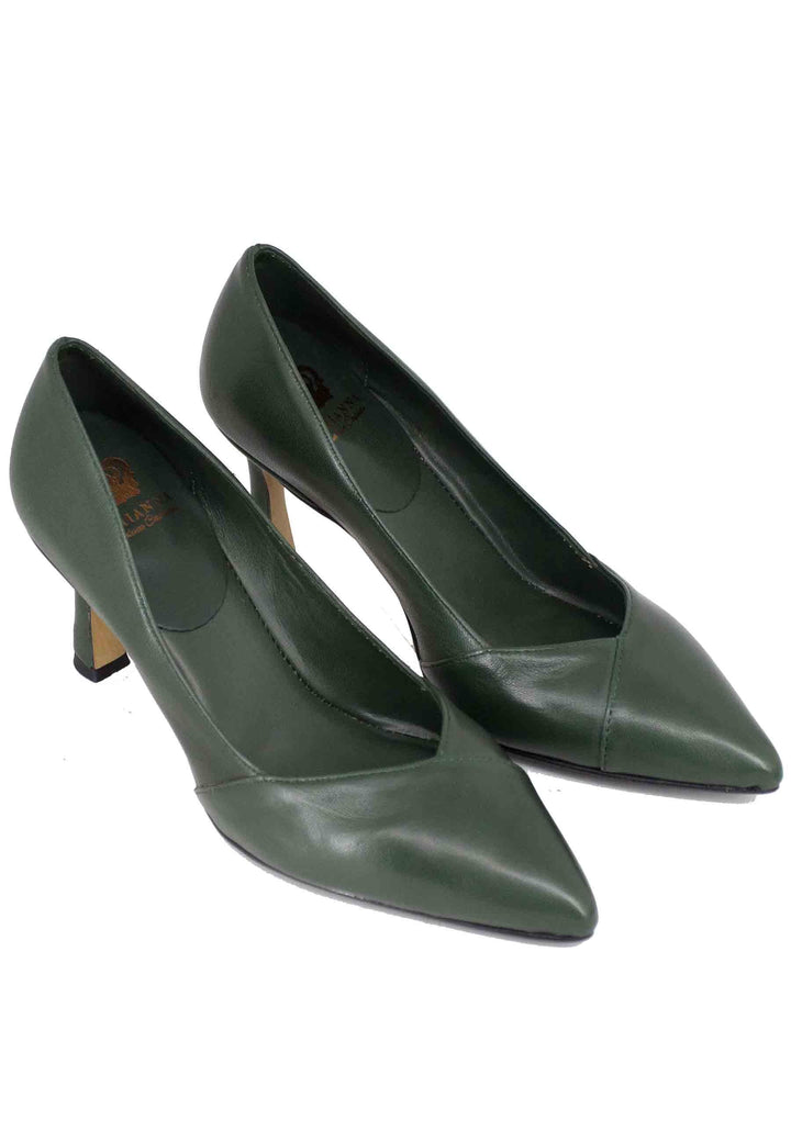 Decollete donna in pelle verde tacco alto DE1594/RT 50 L'Arianna 