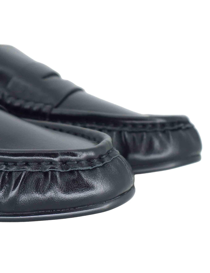 Mocassini donna in pelle nera con tacco basso e suola in gomma 661Z12VK 03 Bibi Lou 