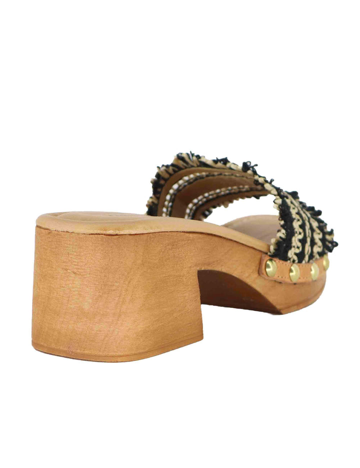 Sandali donna in rafia intrecciata beige con tacco in legno SR9234 001 Sandro Rosi 