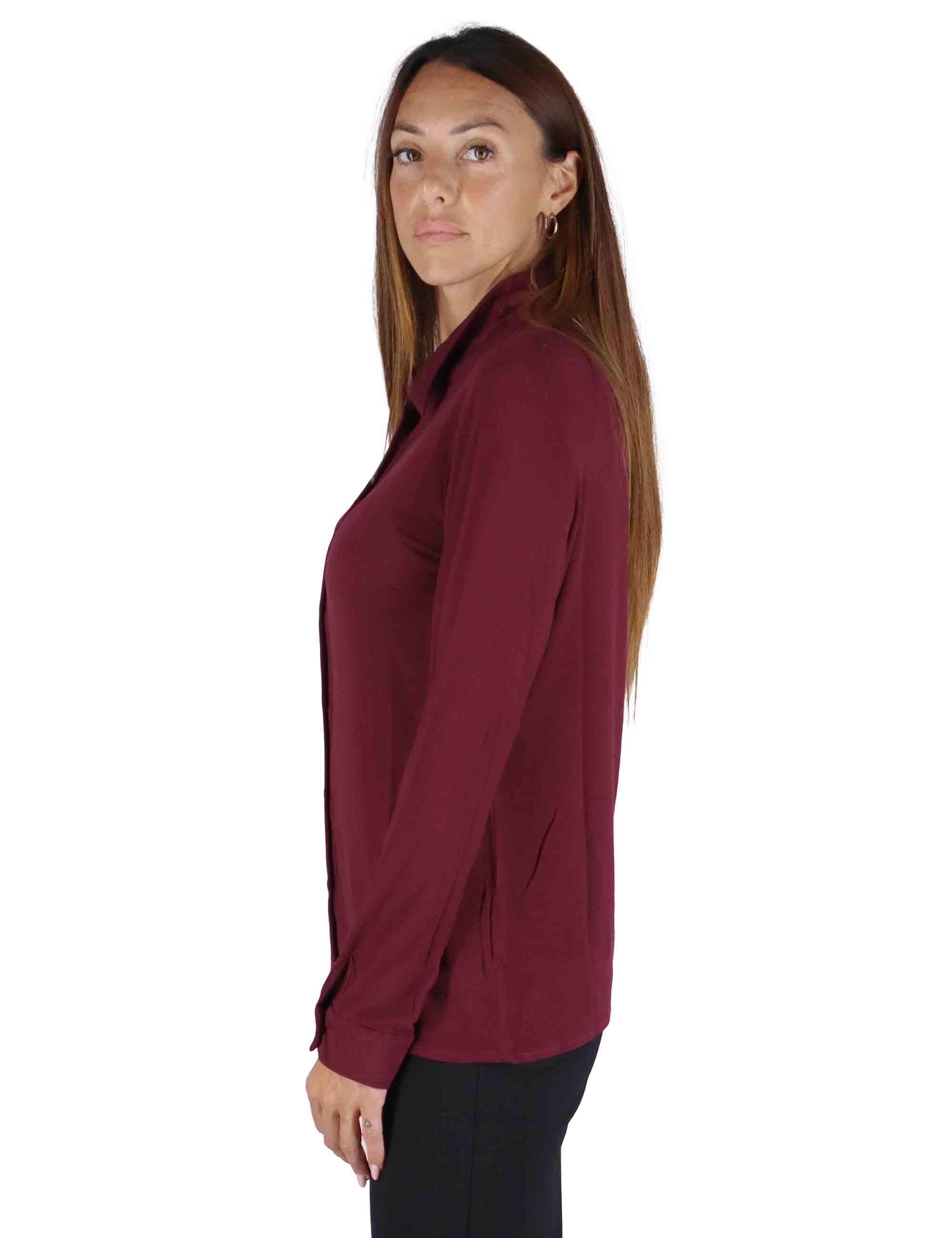 Camicie donna in jersey bordeaux a maniche lunghe JABCM0025-F1050 4280 Justmine 