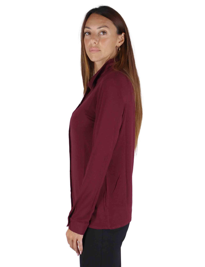 Camicie donna in jersey bordeaux a maniche lunghe JABCM0025-F1050 4280 Justmine 