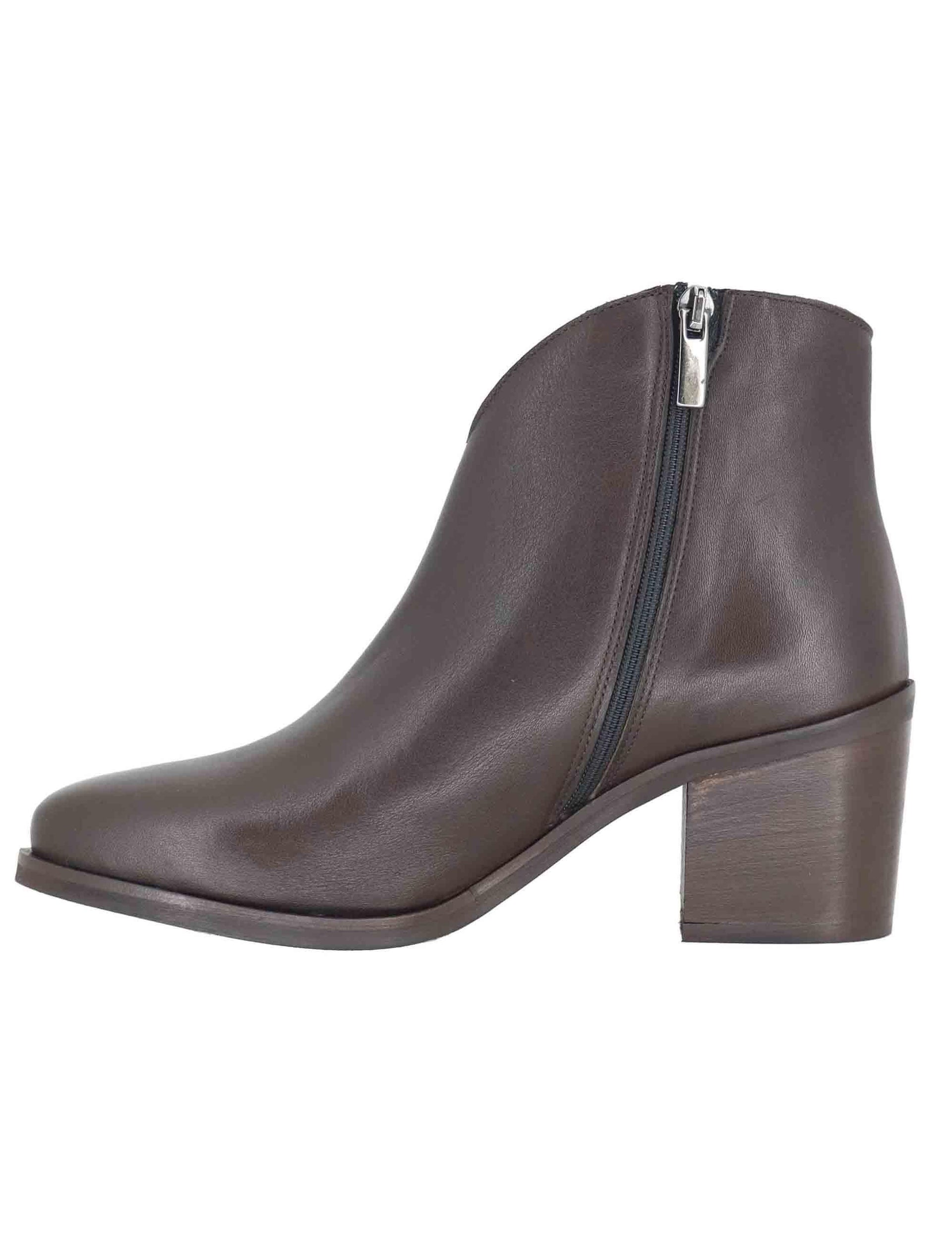 Stivaletti donna in pelle marrone con tacco medio in cuoio SERENA 1 014 Tattoo 