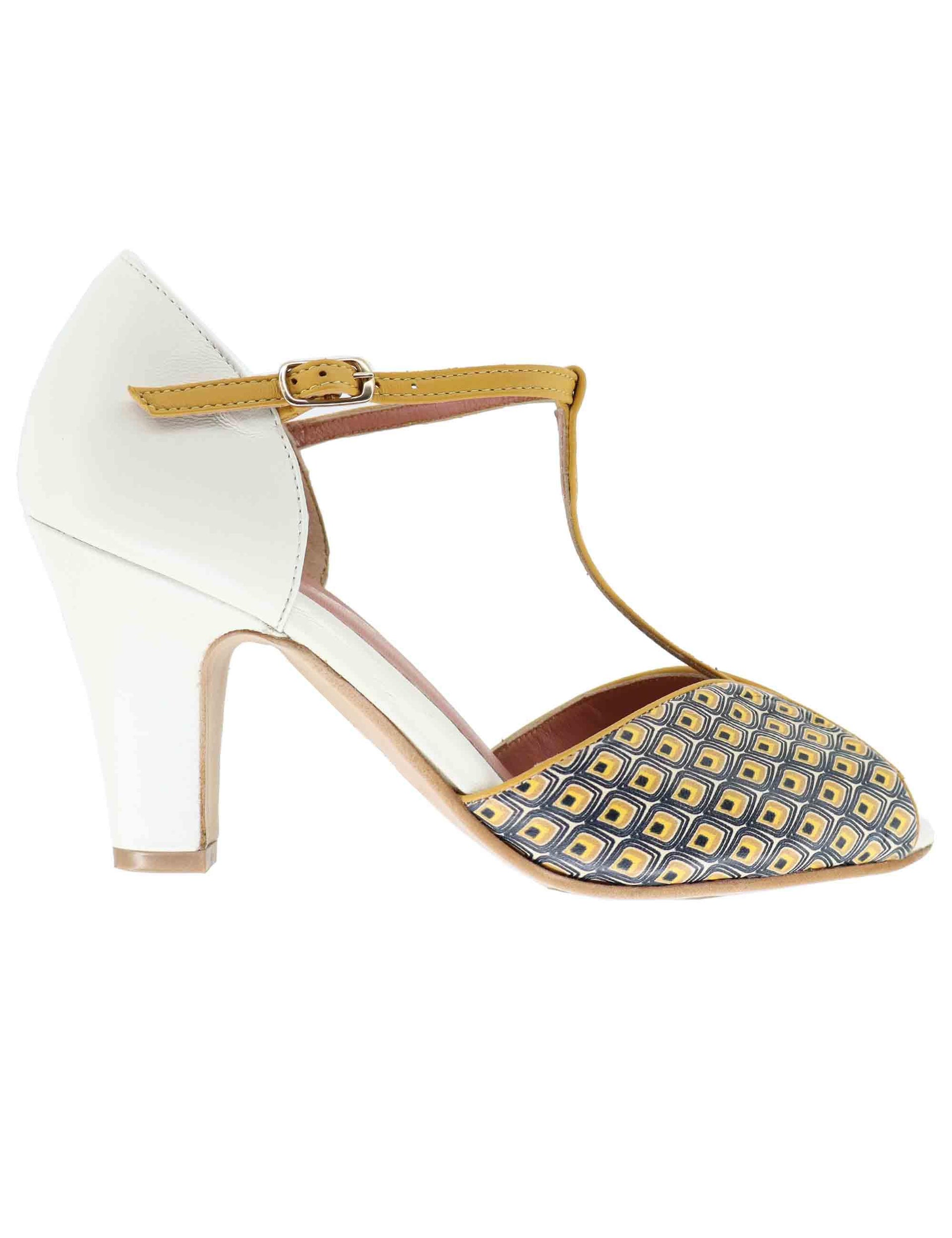 Sandali donna in pelle bianca con tacco alto 3603P 100 Les Venues 