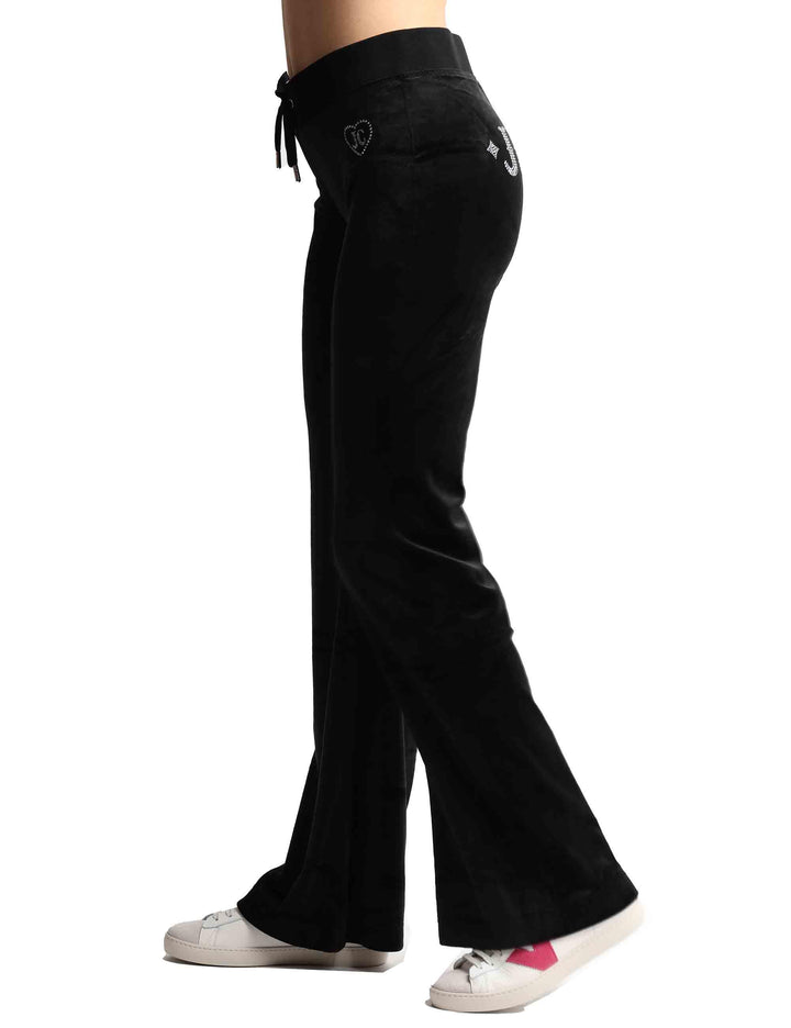 Pantaloni tuta donna Rodeo Layla in tessuto nero con strass VEJB70313WPF J00 Juicy Couture 