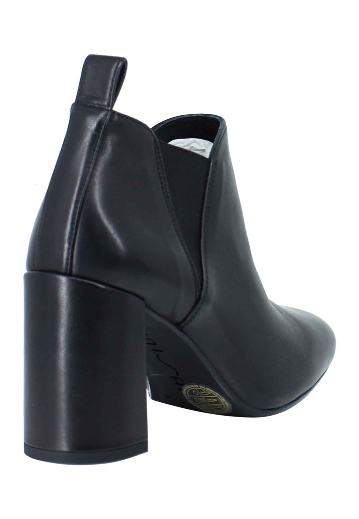 Stivaletti ankle boot donna in pelle nera tacco alto e punta quadra ULEA 001 Unisa 