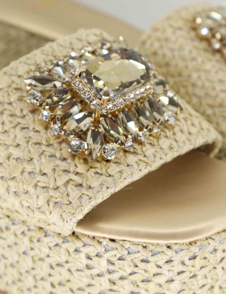 Sandali donna in rafia naturale con gioiello U439W06374A0 230106-3 Exe 