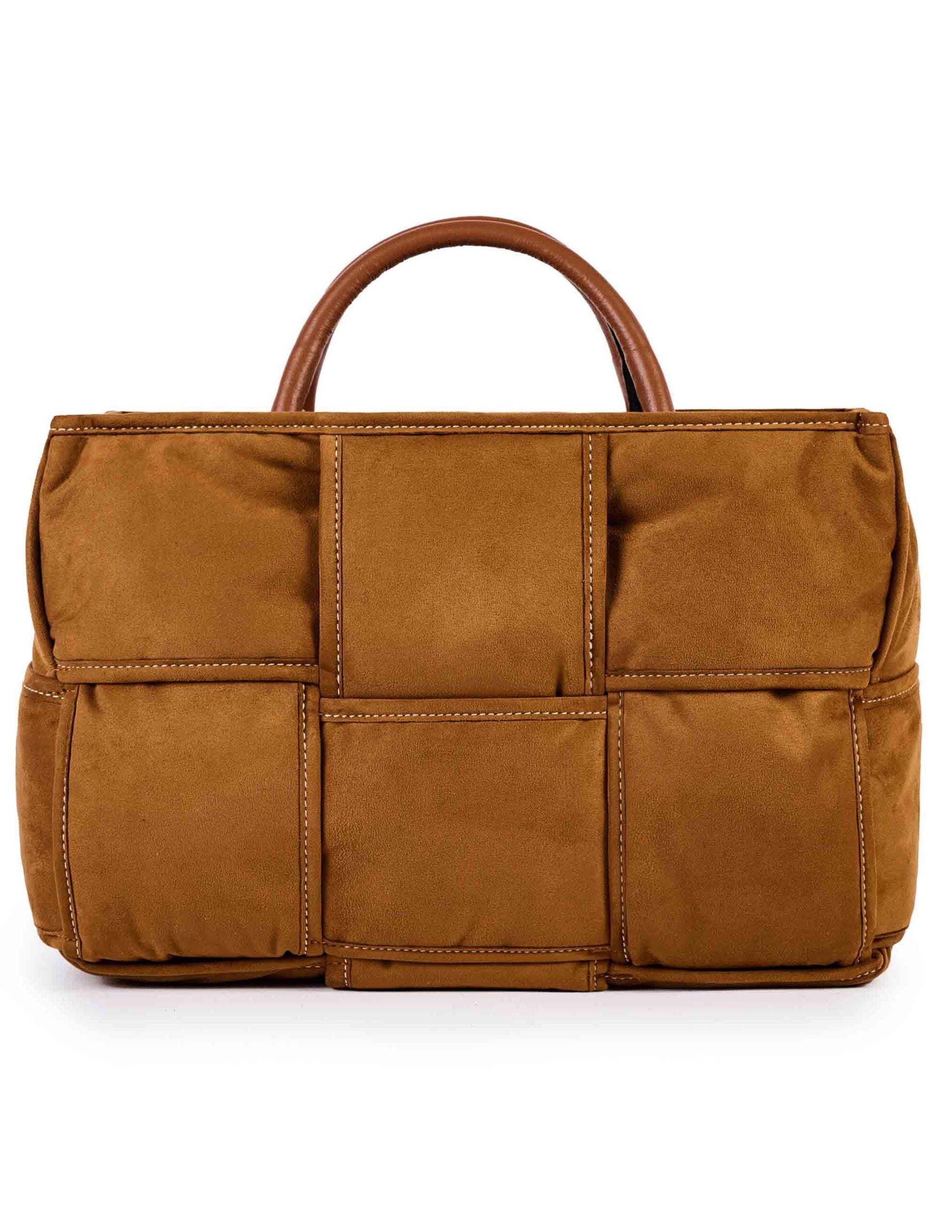 Borse donna in camoscio cuoio intrecciato con doppi manici e tracolla DEMI G02 Via Mail Bag 