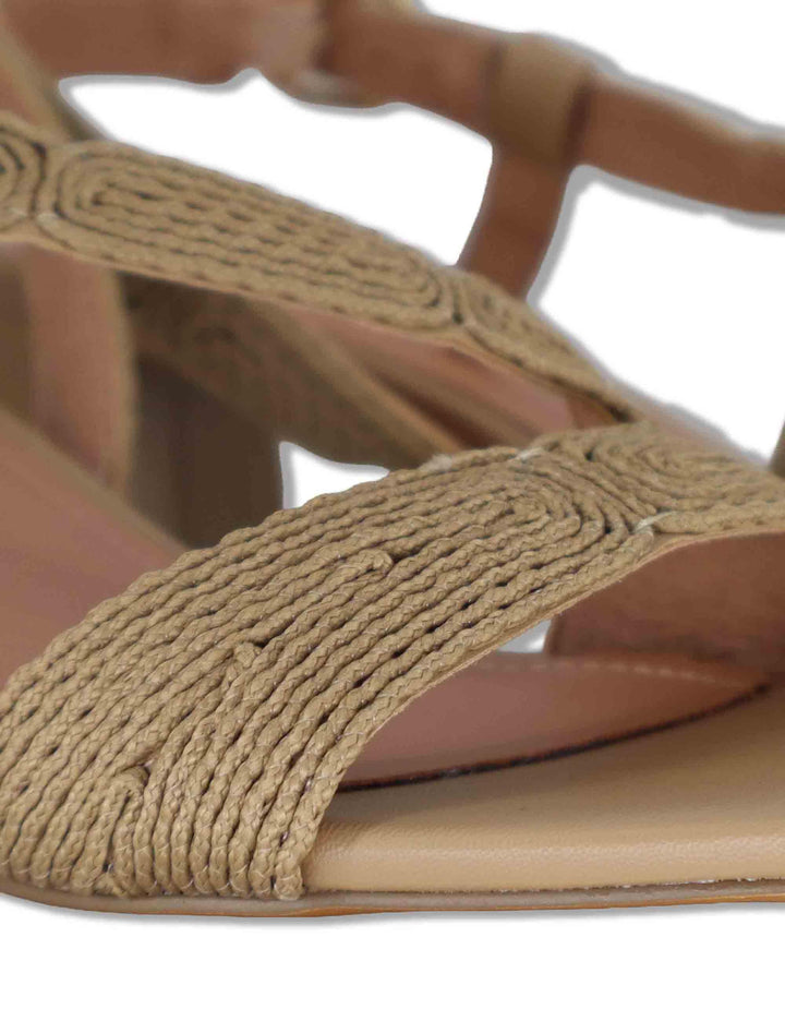 Sandali donna slingback in pelle e tessuto camel con tacco medio Lipe 872Z94HG 94-CAMEL Bibi Lou 