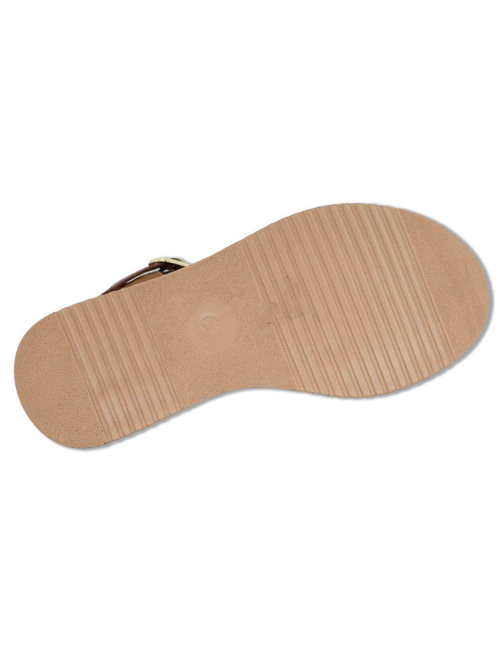 Sandali donna in camoscio cuoio con cinturino alla caviglia e zeppa in gomma SP261325 014 Spatarella 