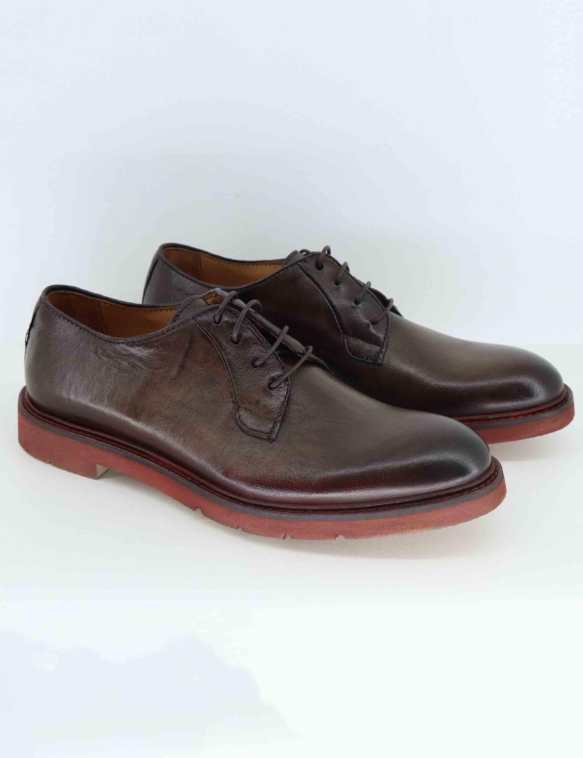 Stringate uomo in pelle marrone con suola in gomma SPR1145 032G Spatarella 