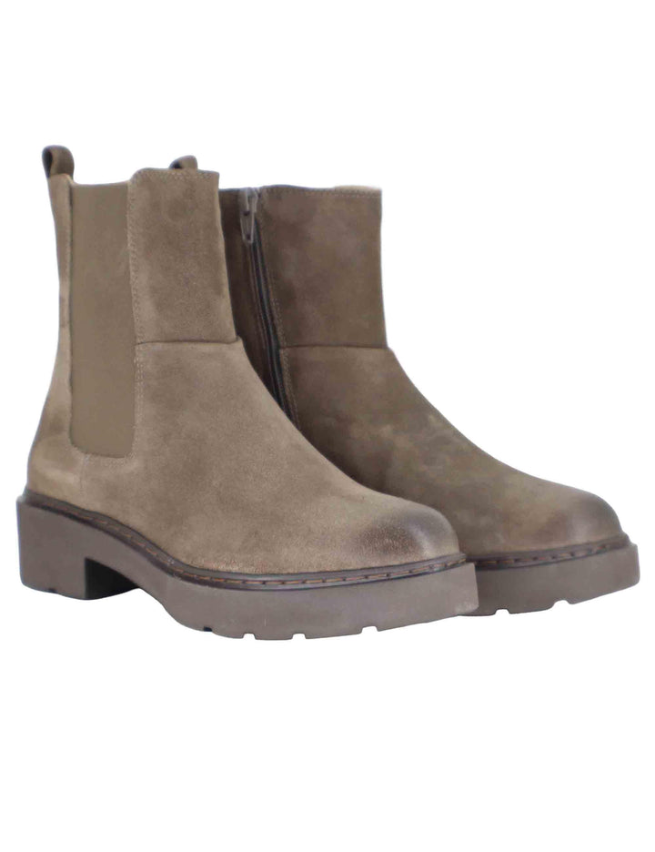 Stivaletti donna in pelle taupe con tacco basso JAINE AB TAUPE Unisa 
