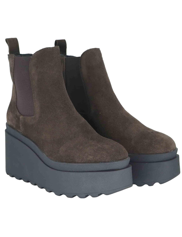 Stivaletti beatles donna in camoscio marrone con zeppa alta in gomma JOLLY 8 014 Tattoo 