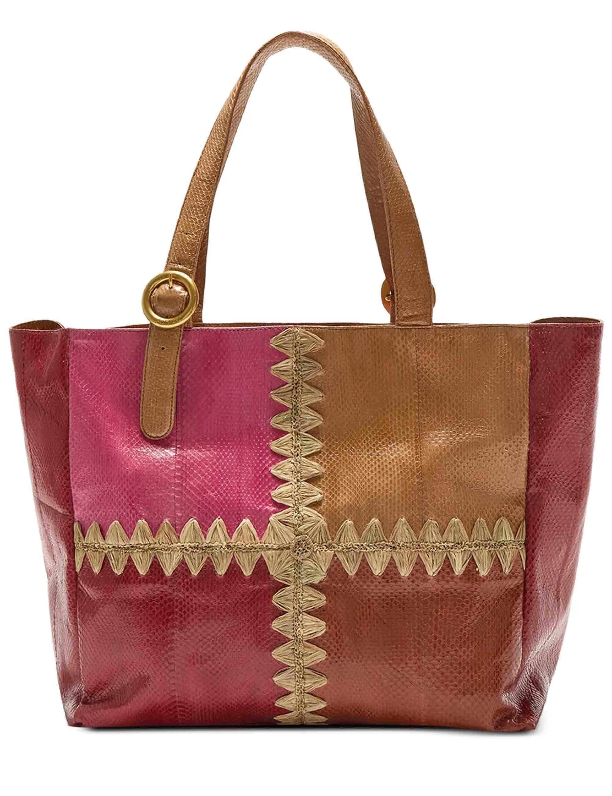 Borse donna Patchwork Thread in pelle rosa con doppi manici BH030501563 C3276 Maliparmi 