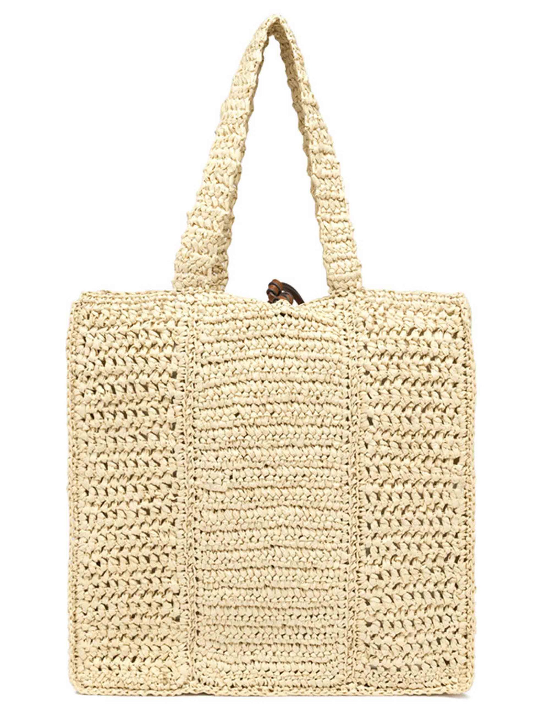 Borse Shopper donna Nefili in paglia naturale con manico e chiusura in pelle BS11955 COMM STR-CRCH 850 Gianni Chiarini 