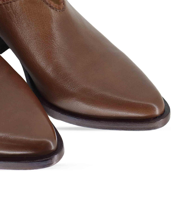 Sabot donna in pelle cuoio con tacco in cuoio e punta a punta 261-303-23 MOCHA Zolfo 