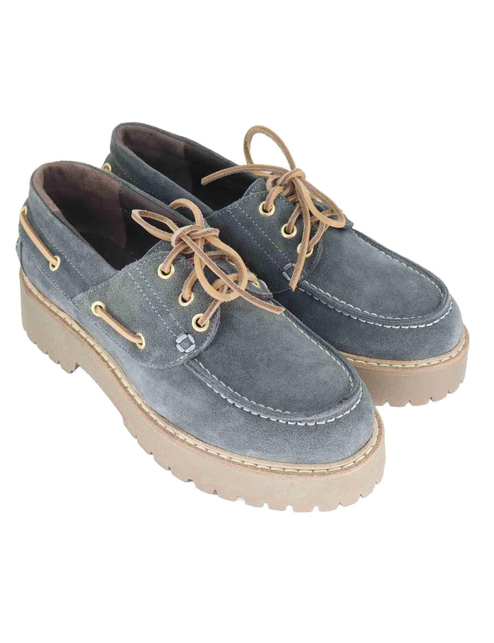 Stringate donna in crosta grigia con suola carrarmato SP20 015 Spatarella 