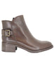 Women's Brown Leather Ankle Boots with Gold Buckle SPST1003 014