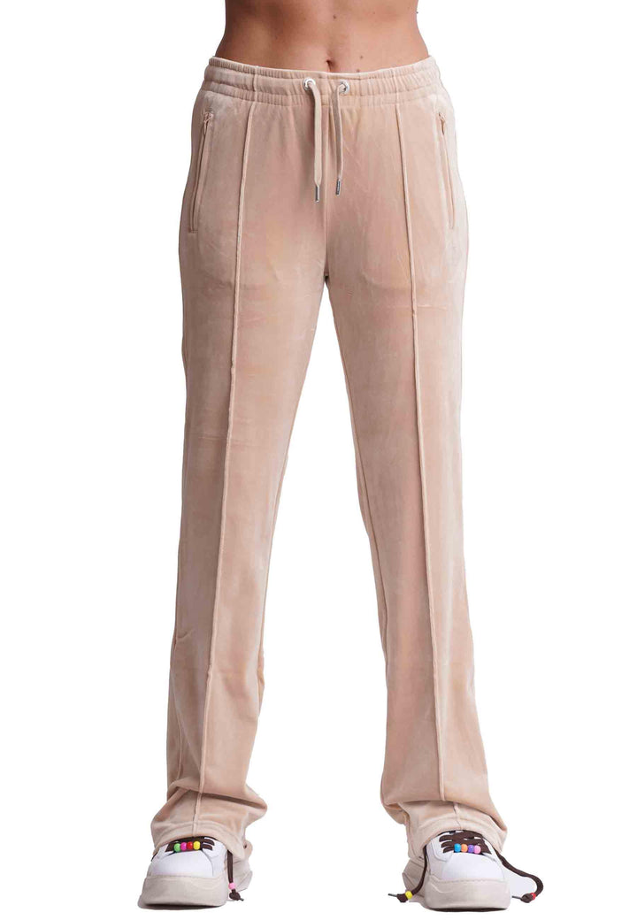 Pantaloni donna Diamond in velluto beige con strass VEJH70047WPF J64 Juicy Couture 