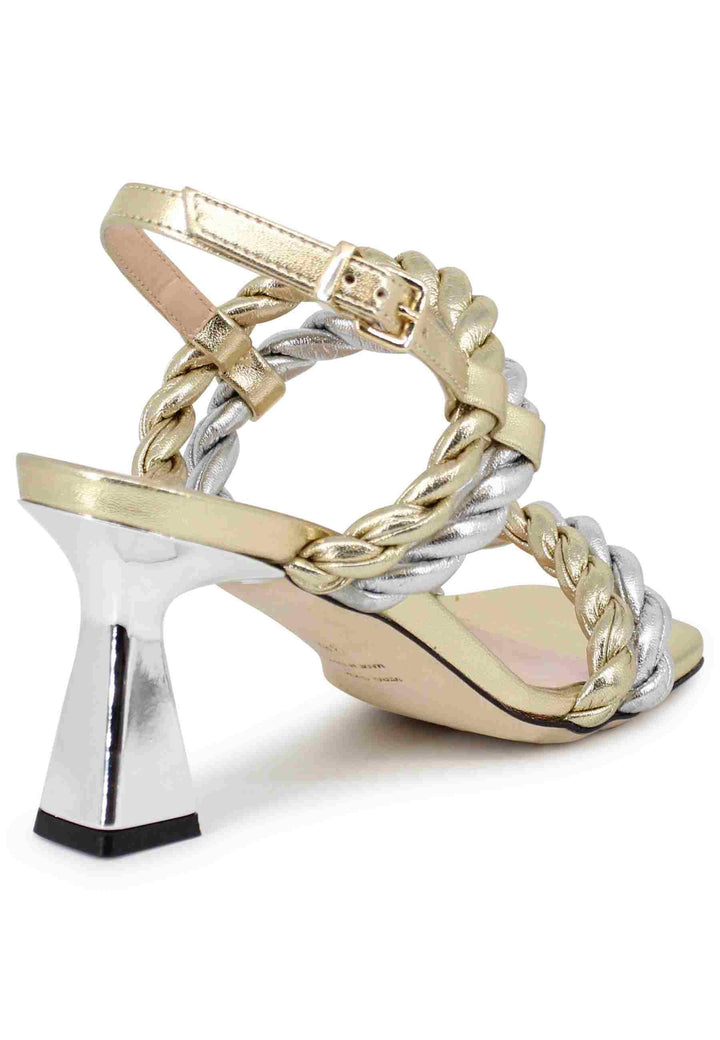 Sandali slingback donna in pelle oro e argento con tacco argento SP7127 600 Spatarella 