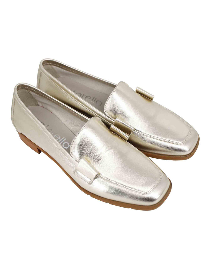 Mocassini donna in pelle laminata platino con suola in gomma SPE20 600 Spatarella 