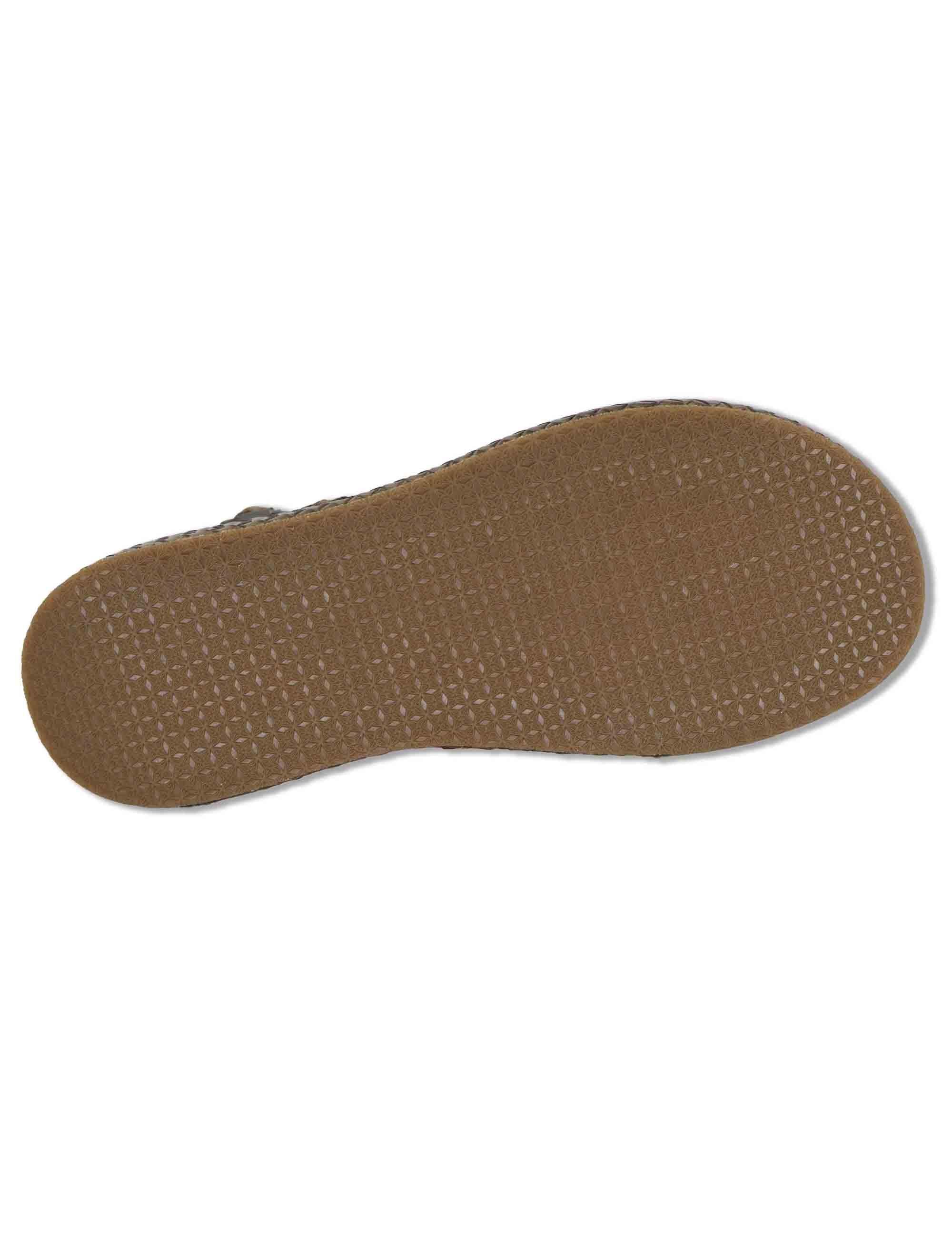 Sandali donna in pelle intrecciata taupe con cinturino e zeppa media WD511R03 500021 Vueva 
