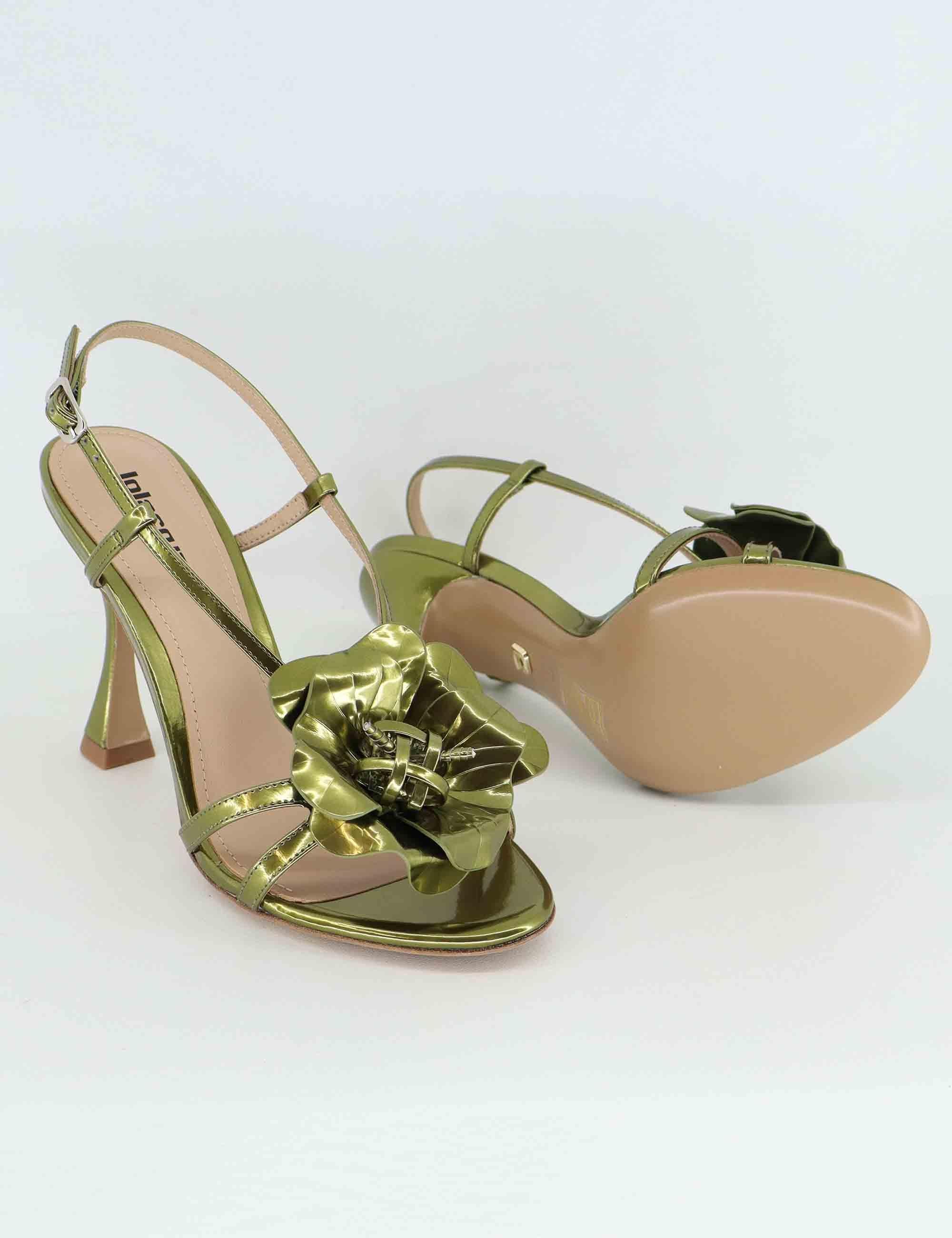 Sandali slingback donna Tulipa in pelle verde con tacco alto 037Z17BK 066 Lola Cruz 