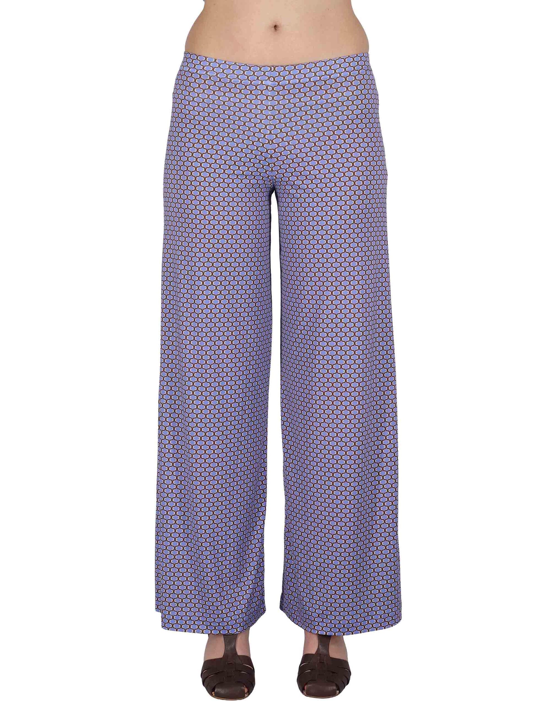 Pantaloni donna Palazzo Trousers in jersey stretch lilla a fantasia JFAPN0001-E2771-1267 6090 Justmine 