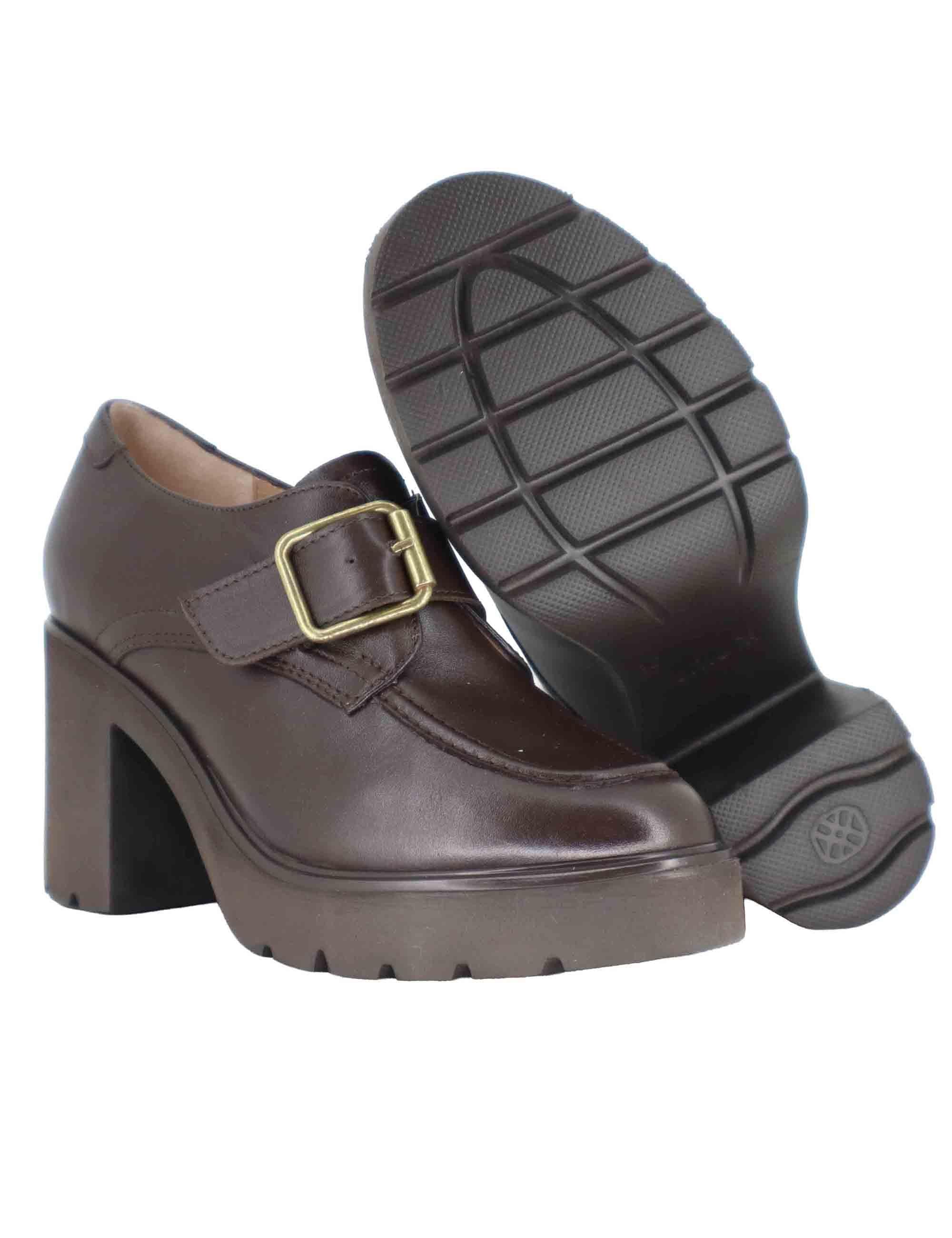 Mocassini donna in pelle testa di moro con fibbia laterale KILLEN STT WENGUE Unisa 