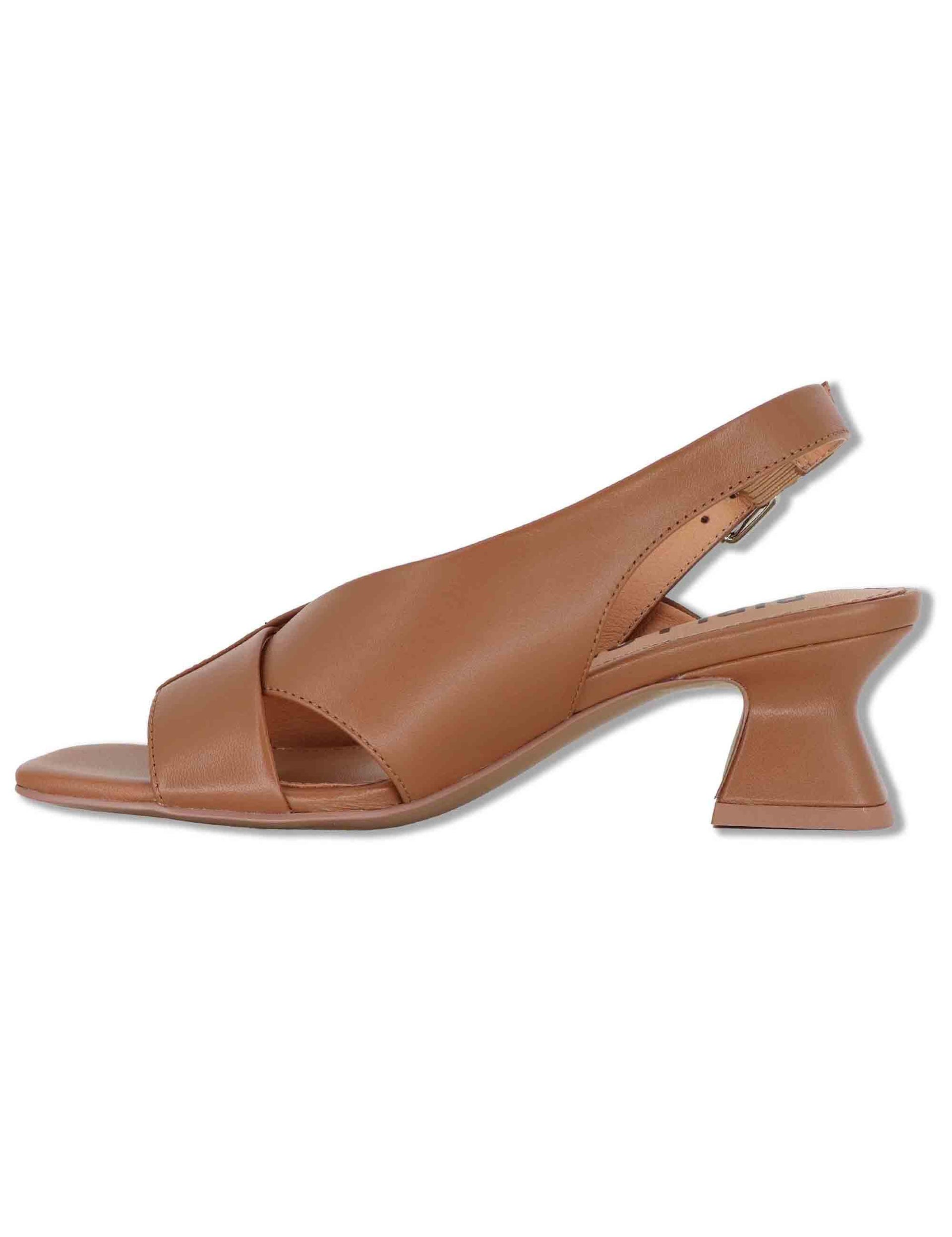 Sandali donna slingback in pelle cuoio con cinturino asimmetrico Zia 520Z10VK 92-CUERO Bibi Lou 