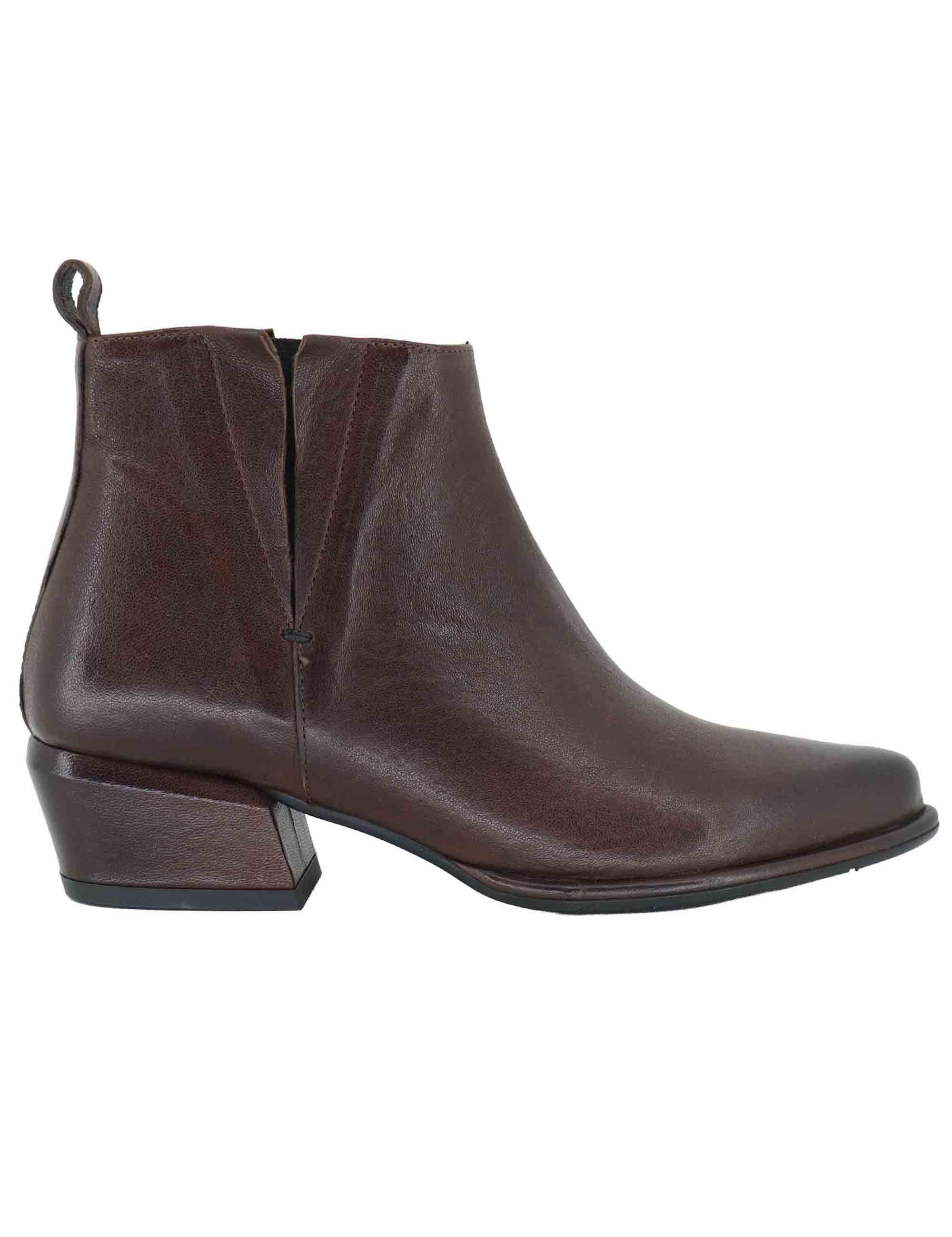 Stivaletti texani donna in pelle marrone con tacco basso SP1065 014 Spatarella 