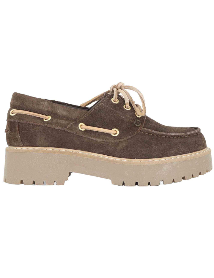 Stringate donna in crosta marrone con suola carrarmato SP20 014 Spatarella 