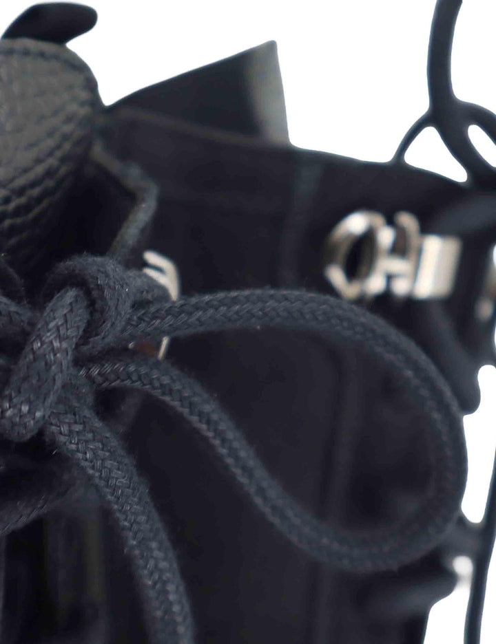 Stivaletti anfibi donna in pelle e tessuto nero con suola carrarmato HI254234 C012 Hispanitas 