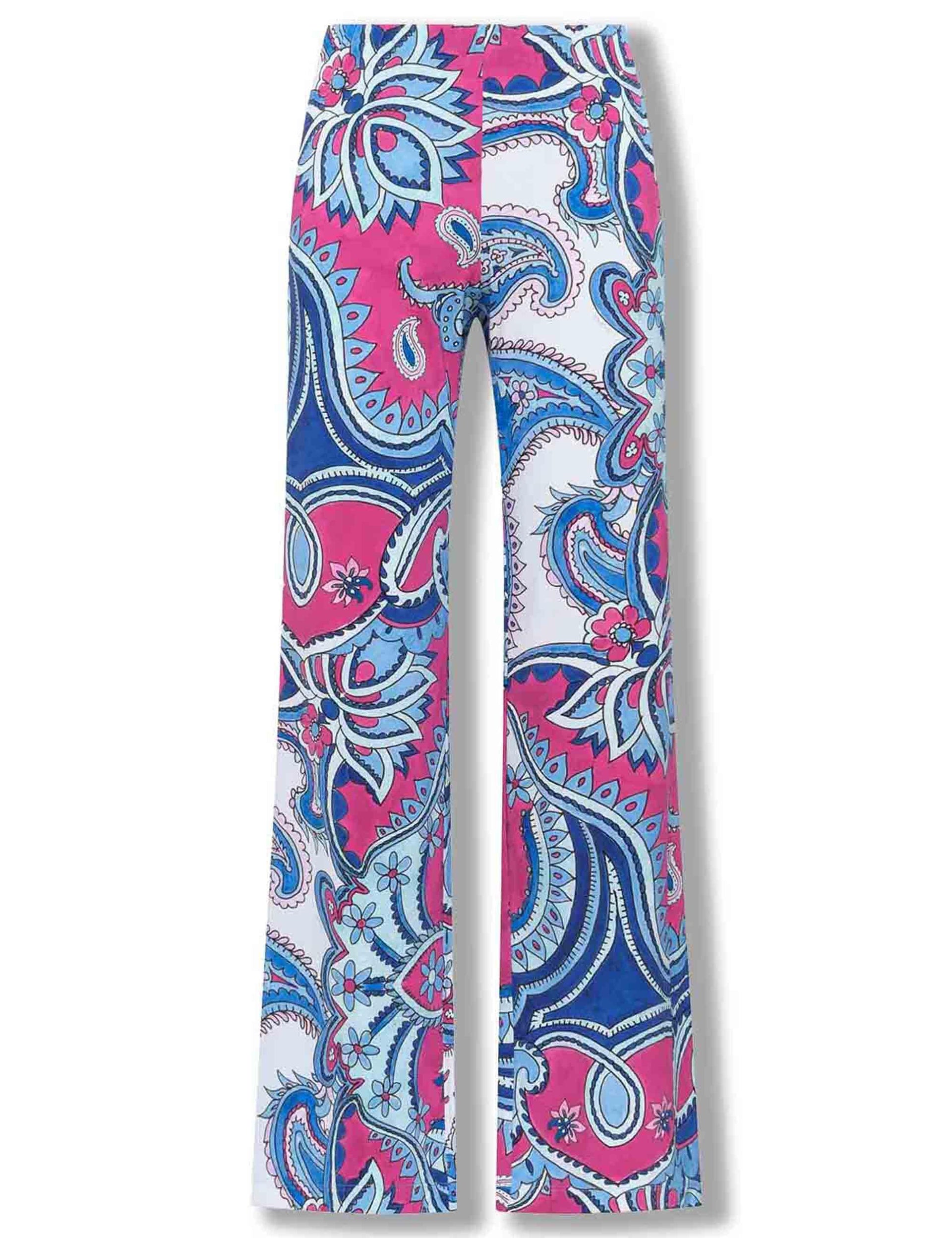 Pantaloni donna Hippie Lotus in tessuto leggero azzuro e blu a fantasia JH400970671 A8184 Maliparmi 